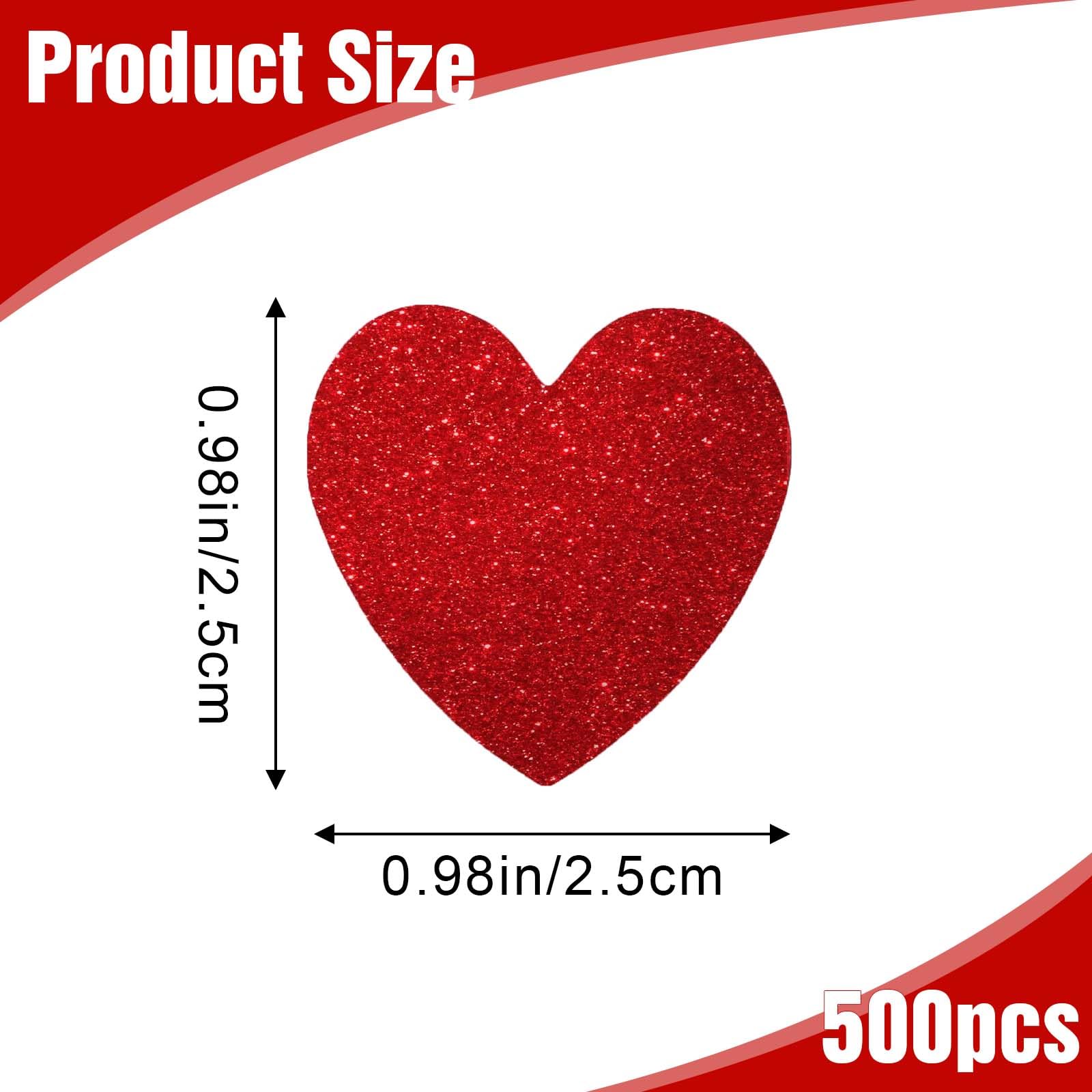 500 adesivi a forma di cuore glitterati per bambini, per San Valentino, con cuore rosso, 3,8 cm, adesivi per scrapbooking, adesivi personalizzati di ringraziamento (cuore