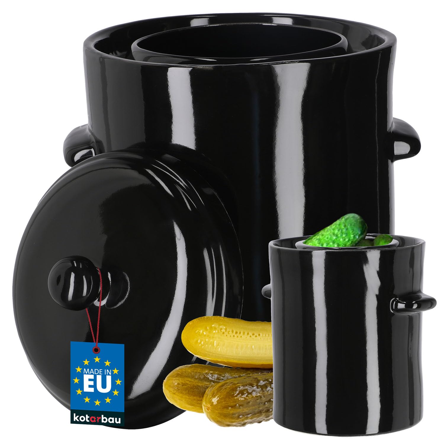 KOTARBAU® Sauerkraut Fermentation Pot, Sauerkraut Pot, Clay Pot with Lid, Stoneware Pot, Fermenting Long-term Storage Container, Cucumber Pot, Stoneware, Rum Pot, Pickling Pot, Stone Pot, Kimchi