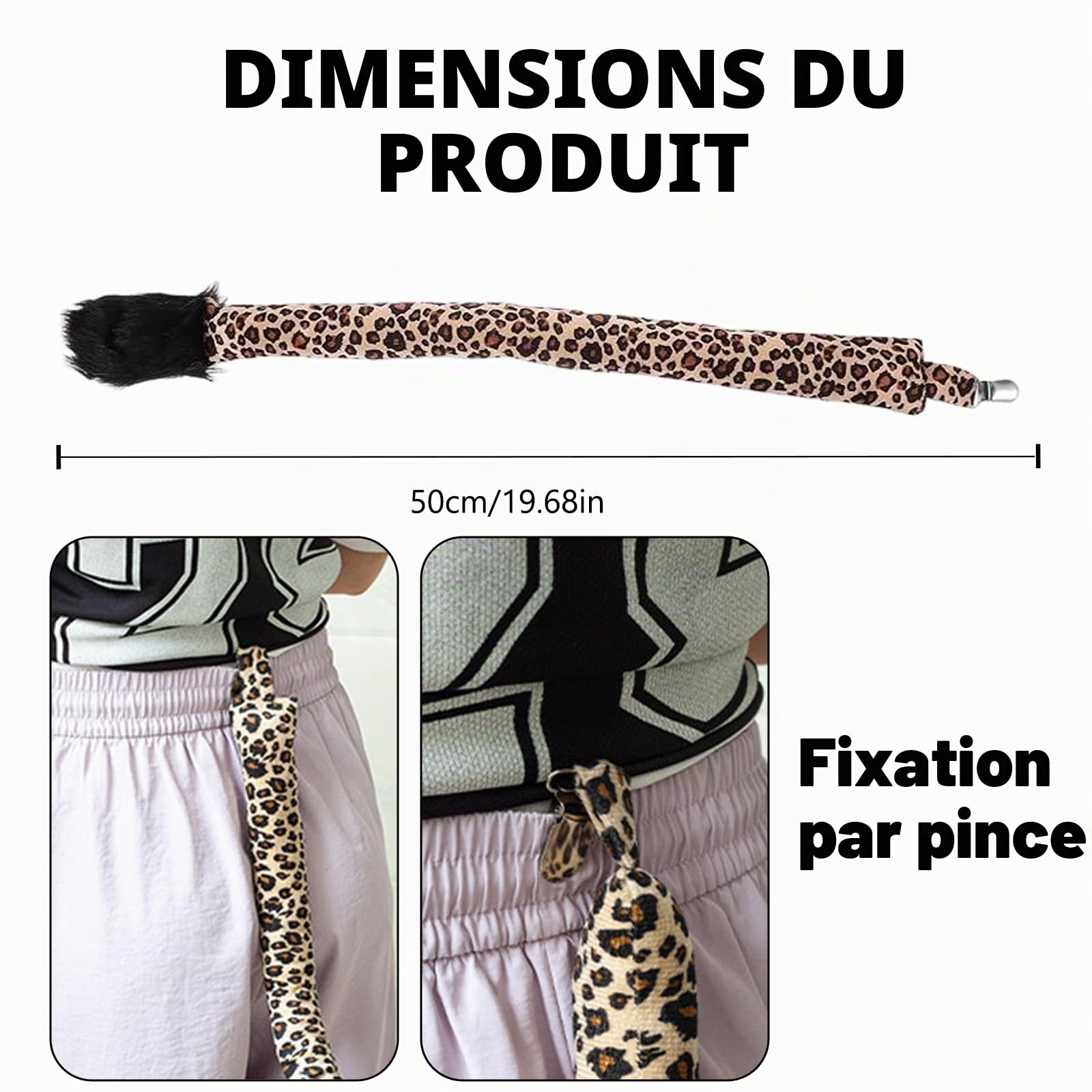 Queue de Léopard, Déguisement Animalier, Accessoire Cosplay pour Fête à Thème Jungle, Halloween, Performance Scénique, pour Adultes