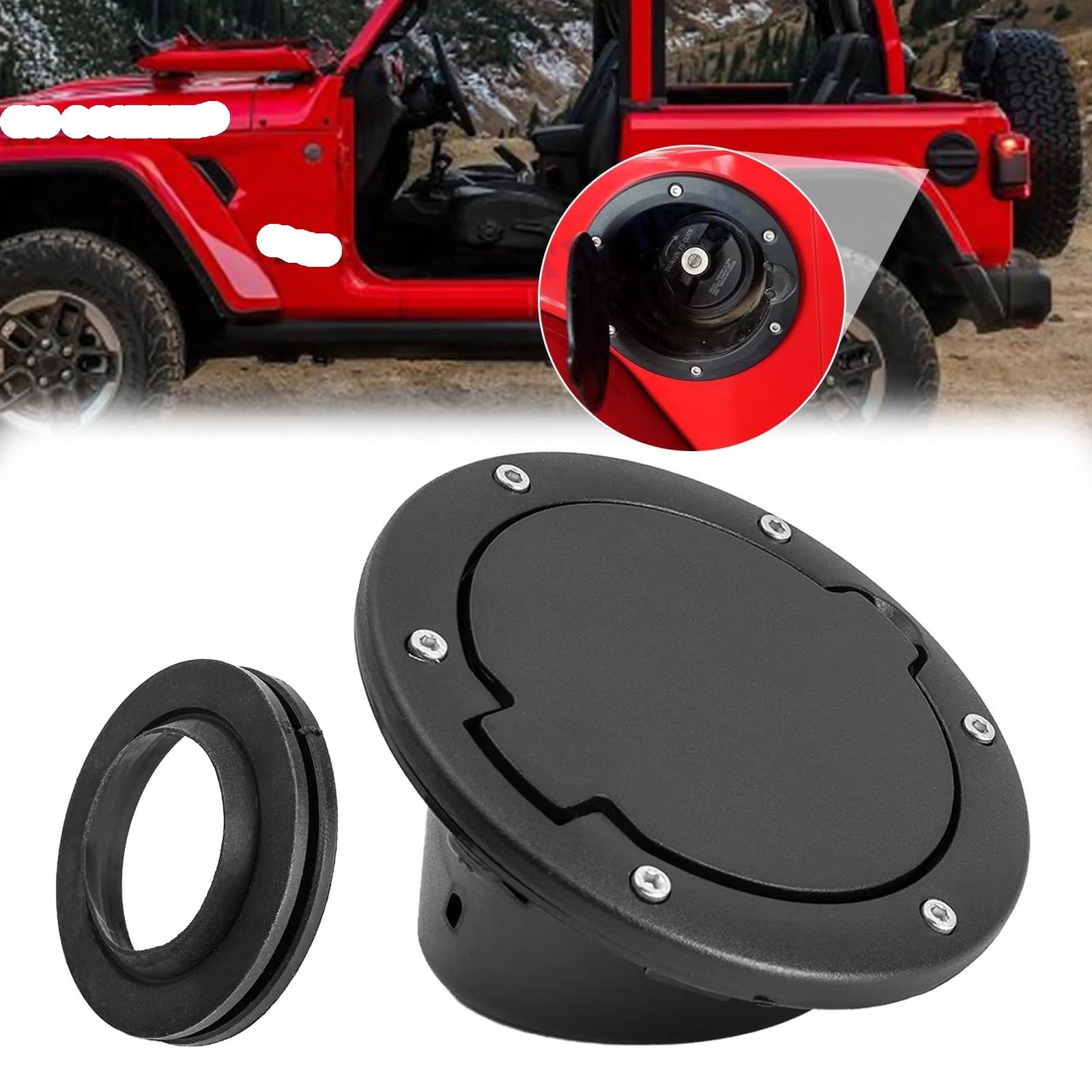 Tappo Carburante Auto Tapa De Combustible Para Coche Tanque Gasolina Para Wrangler Para JK JKU Para Unlimited 2007-18 2/4 Para Sport Para Rubicon Para Sahara