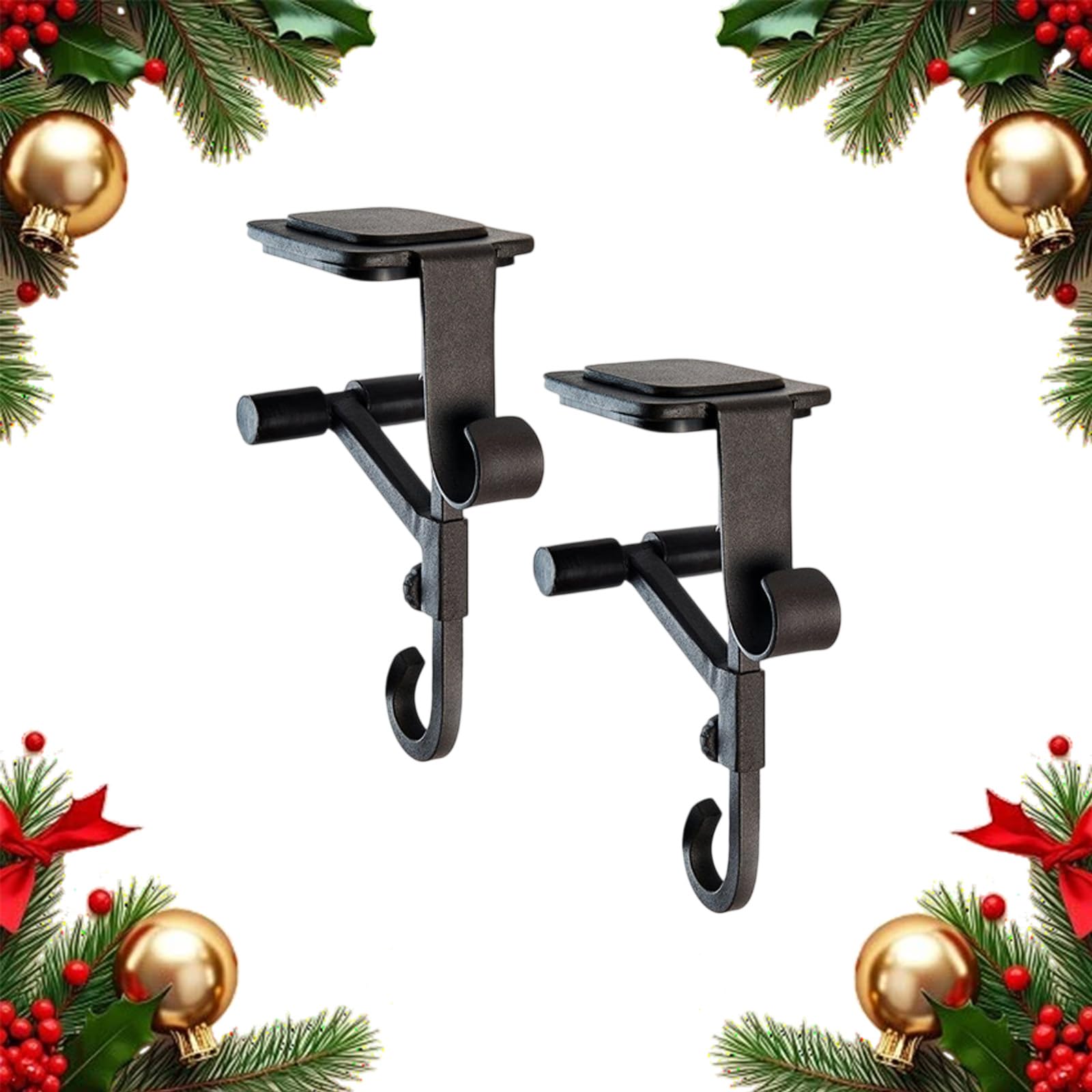 Colgador de Medias y Guirnaldas para Chimenea Sin Taladrar,Soporte Ajustable 2 en 1 Para Medias NavideñAs Resistentes para Repisa,Nuevo Colgador de Guirnaldas Ajustable 2 en 1 ((Size:2Pcs,Color:Negro)