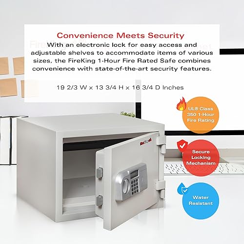 Miniatura 3 de FireKing KF08121WHE (FIRKF08121WHE) Caja de seguridad contra agua e incendios de una hora, 0.53 pies cúbicos, 16-12 x 14 x 11-34, color blanco.,