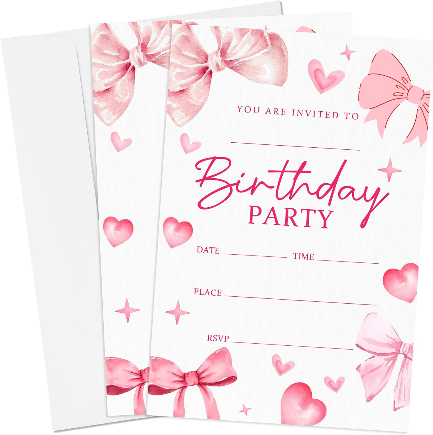 Pool Party Birthday Invitations, 20 PCs Watercolor Summer Swimming Theme Birthday Invites With Envelopes For Girl Kids Teens, Swim Party Favor & Supplies - A06