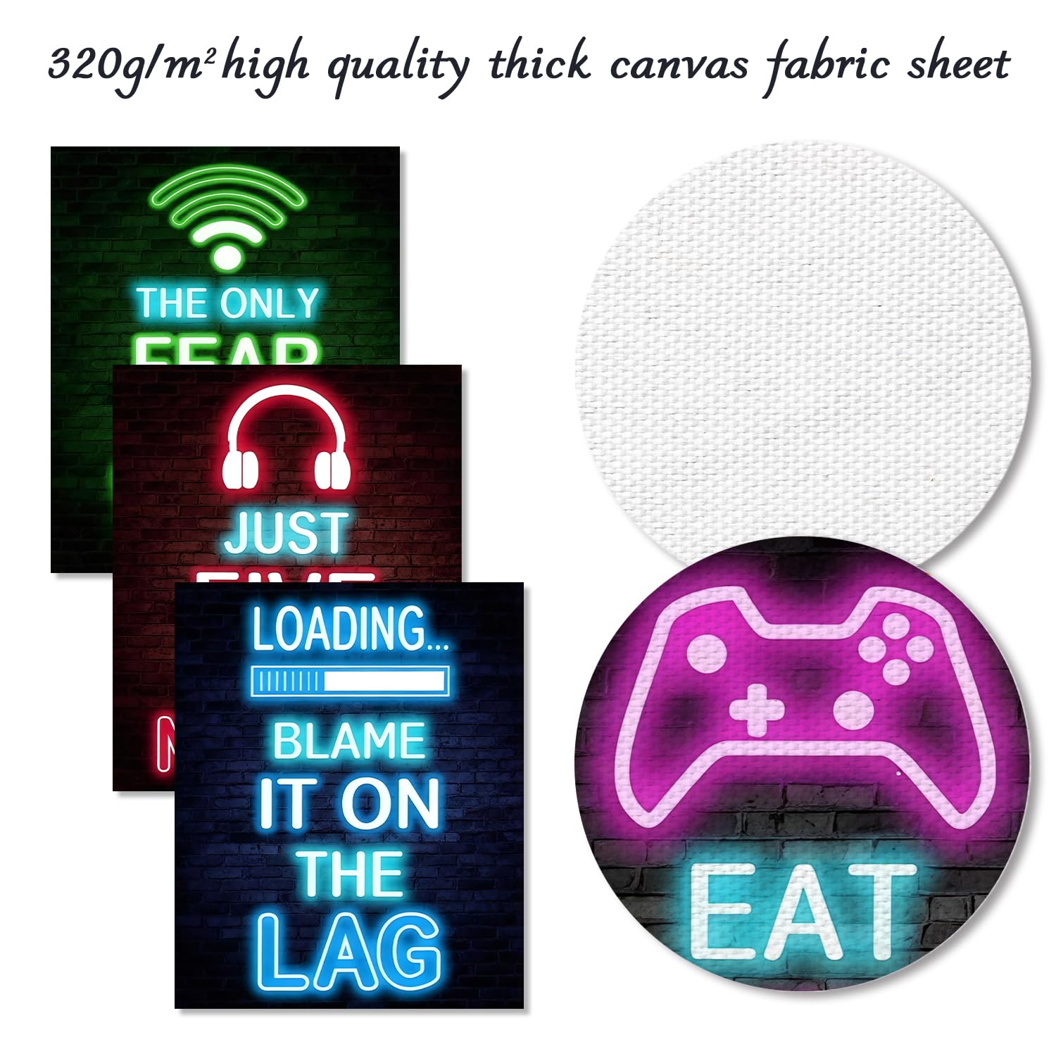 Jeu Adolescent Garçon Dazzlewall Ensemble De 3 Œuvres Murales De Style Néon Sur Le Thème Du Jeu Vidéo Manettes De Jeu, Posters Décoratifs Pour Chambre D 'Adolescent Garçon Ou Salle De Jeux Vidéo
