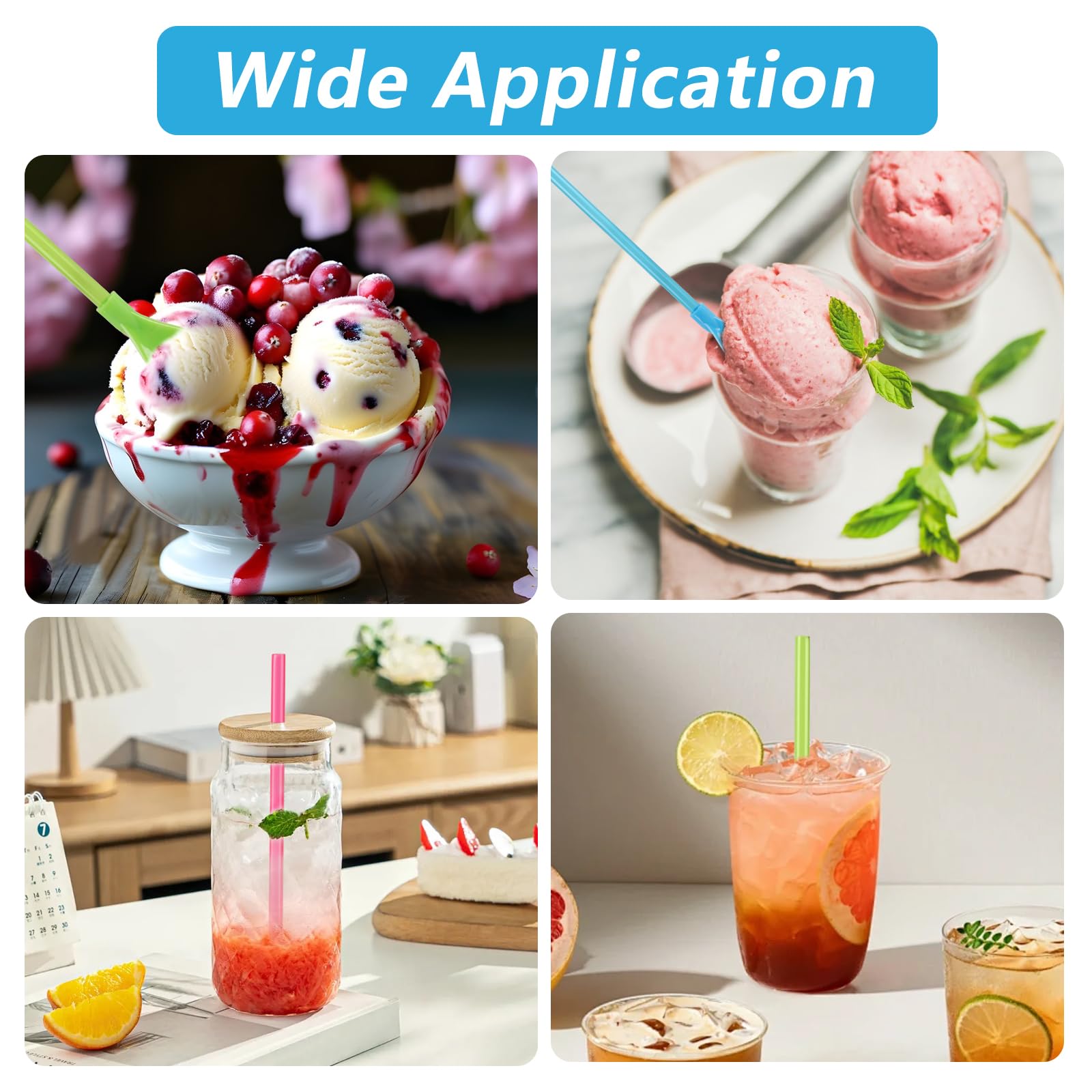 Lot De 20 Pailles Colorées 2 En 1 Pour Tasses à Slushie, Accessoires