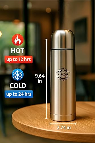 Miniatura 2 de CIGACOR Botella aislada de acero inoxidable  Taza de viaje de café de 17 onzas  Mantiene las bebidas calientes durante 12 horas y frías durante 24