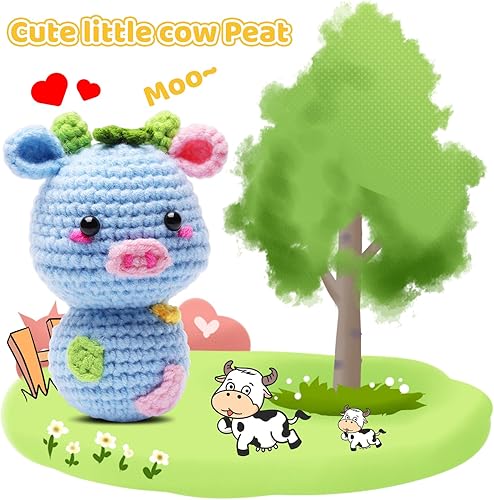 Miniatura 6 de IMZAY Paquete de 3 kits de ganchillo, kit de ganchillo para principiantes, kit de animales de ganchillo con video tutorial, 2 ganchillos, hilos de