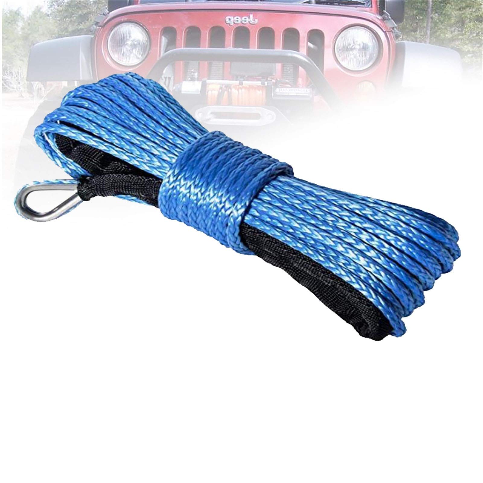 Winch Rope, 6mm*40m Synthetic Winch Lines Fiber Rope with Sheath for ATV Utv Car Accessories(Blu)