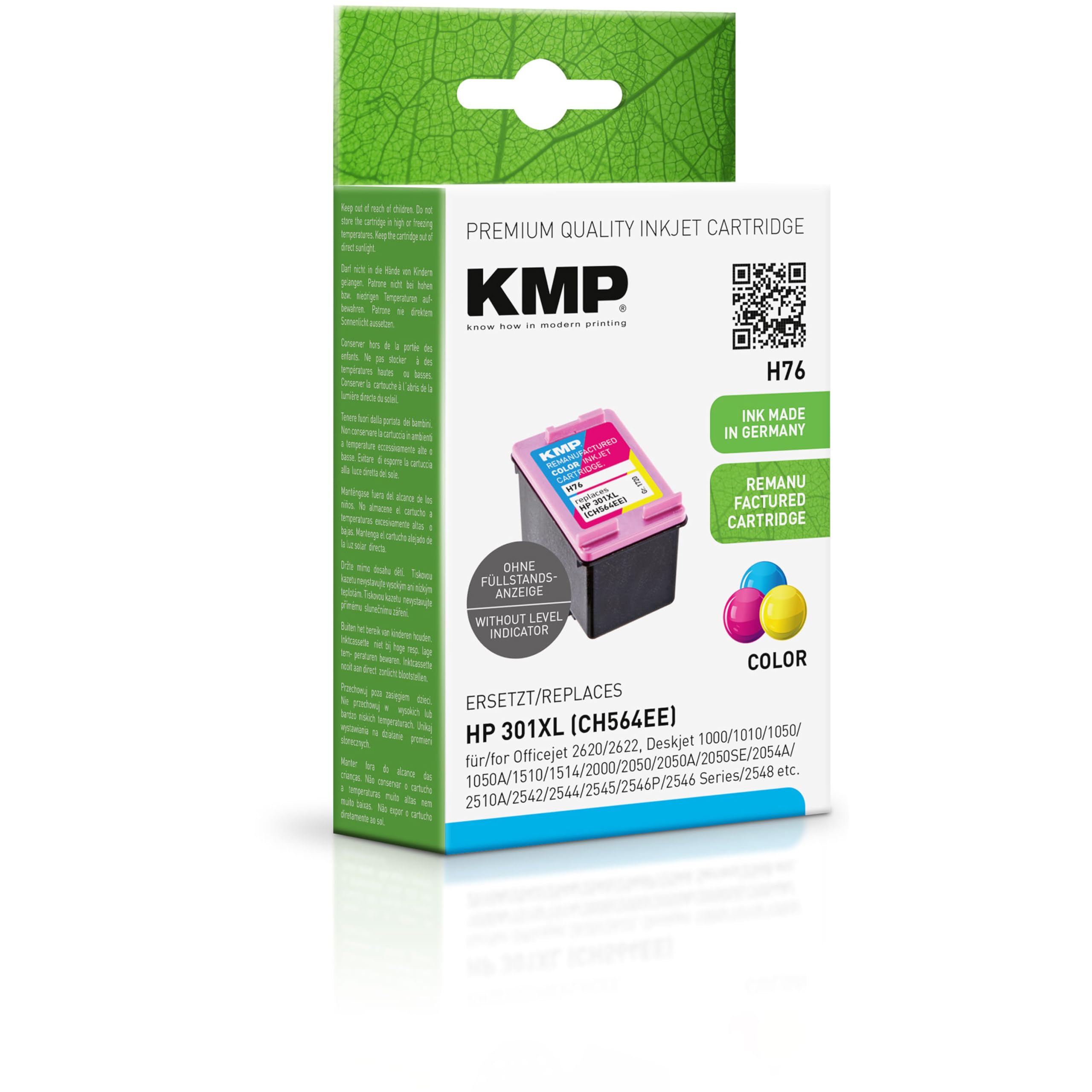 KMP Tintenpatrone passend für HP 301XL (CH564EE) 3-farbig