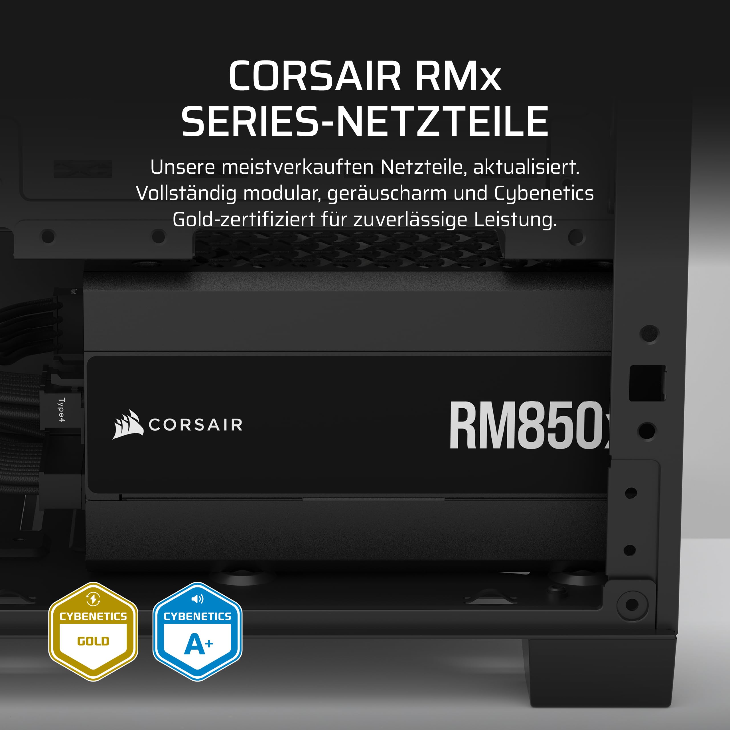 CORSAIR RM850x Geräuscharmes Vollständig Modulares ATX-Netzteil – Schwarz