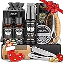 Isner Mile Beard Grooming Kit for Men Care: Trimming Sets with Beard Wash - Oil - Balm - Brush - Comb & Straight Razor, Birthday Christmas Gifts Mens Stocking Stuffers for Him Boyfriend Dad Husband