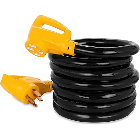 Camco 15' PowerGrip Heavy-Duty Outdoor 50-Amp Extension Cord for RV and Auto | Allows for Additional Length to Reach Distant Power Outlets | Built to Last (55194)