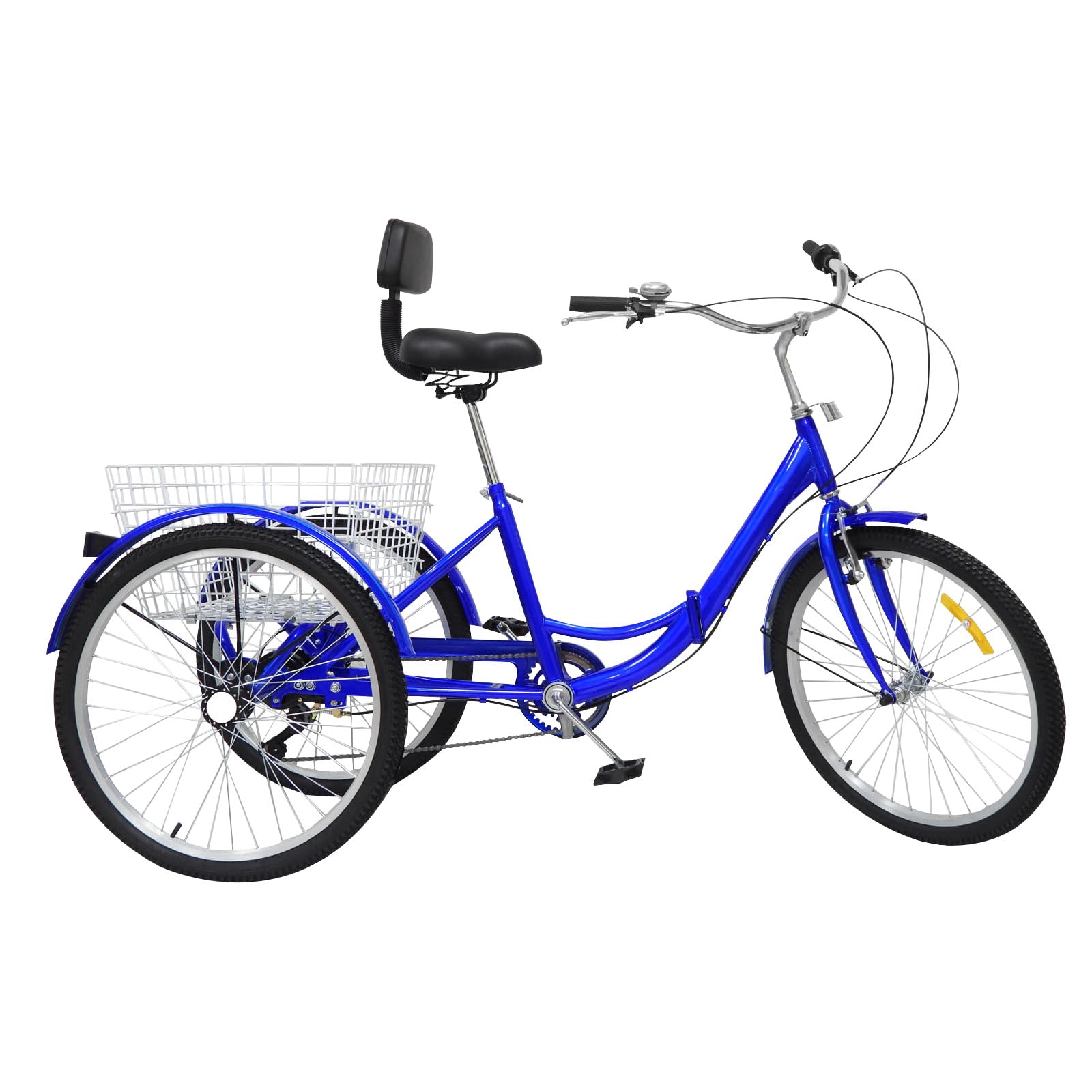 Triciclo per adulti 24 pollici 7 marce triciclo bicicletta con cestino e schienale, anziani triciclo adulto pieghevole 3 ruote Cargo Cruise Trike Pieghevole Tricycle per lo shopping all'aperto Picnic