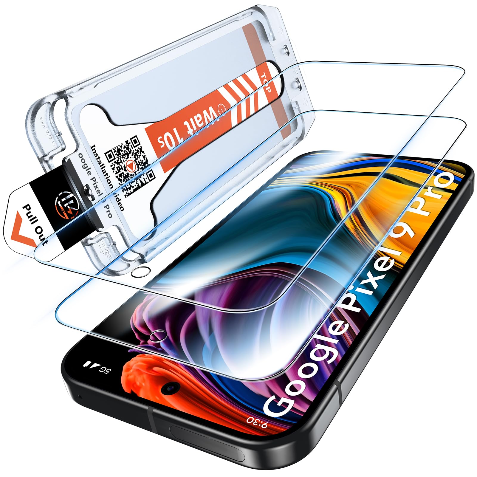 LK 2 Pack for Google Pixel 10 Pro/Pixel 10/ Pixel 9 Pro/Pixel 9 Screen Protector Tempered Glass [Military Grade Shatterproof] [Auto Dust-Elimination 0