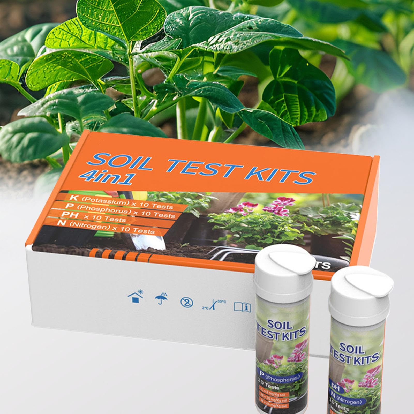Kit D'Analyse De Sol pour Légumes,Testeur de Sol 4 en 1 pour Gazon - pour en Pot, Fleurs, Légumes et Paysages Ornementaux