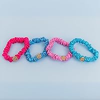 Vista 3 de Lilly Pulitzer Juego de 4 coleteros de satén para mujer, lindos mini ligas para el cabello, surtido (colores lisos)