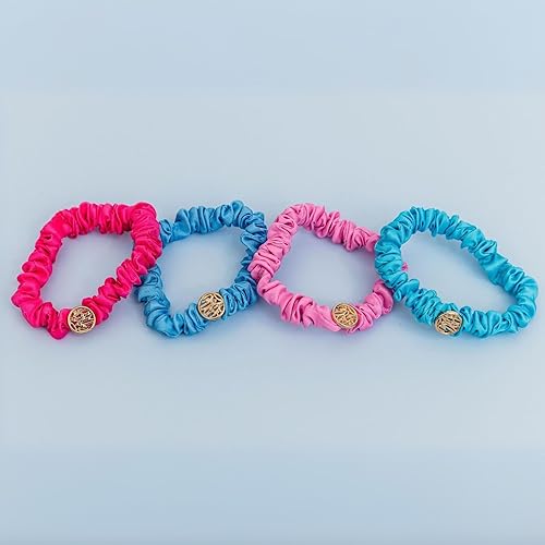 Miniatura 3 de Lilly Pulitzer Juego de 4 coleteros de satén para mujer, lindos mini ligas para el cabello, surtido (colores lisos)