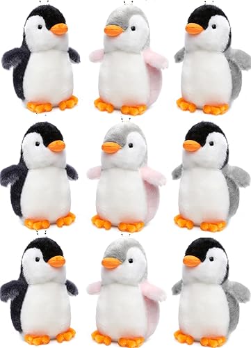 Alodidae 9 llaveros de peluche de animales de peluche, regalos de pingüinos y suministros de fiesta, colgante pequeño de pingüino para bolsa y árbol