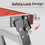 KINGRACK Folding Work Platform Ladder Aluminium Step Stool with Anti-Slip Rubber Feet, Safety Locks, Lightweight Stepladder Portable Work Bench for Home Office Workshop Garage Load up to 330lb Advance