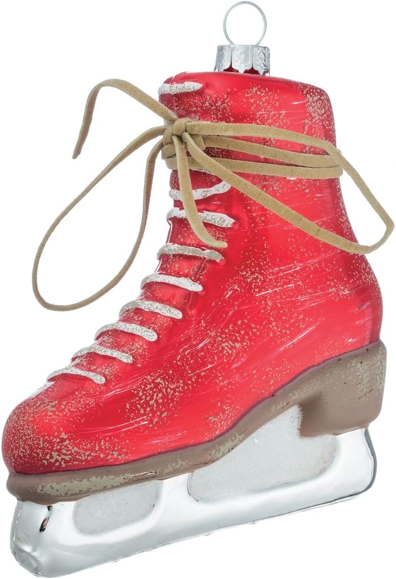 Red Ice Skate and Leather Tie 5 inch Christmas Ornament Decoration