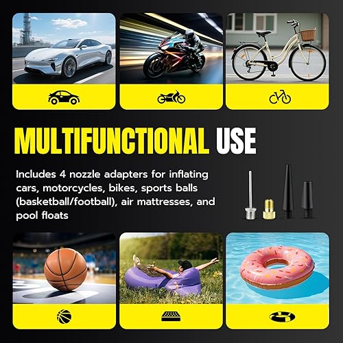 Miniatura 4 de Mcbazel Inflador de neumáticos, compresor de aire portátil, bomba de aire inalámbrica de 150 PSI con indicador digital y luz LED de emergencia,