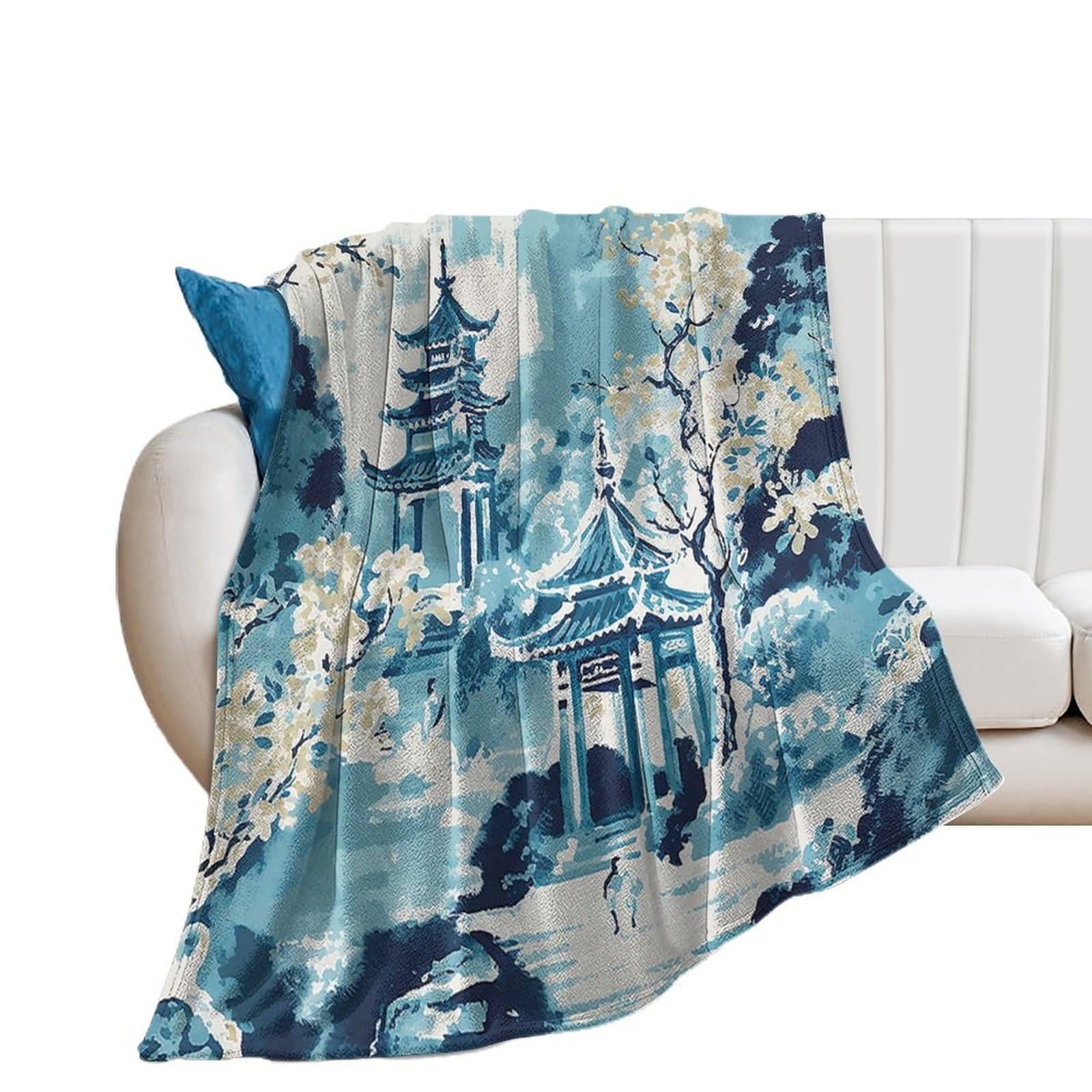 Couverture chinoiserie idée cadeau chaleureux 153 x 203 cm