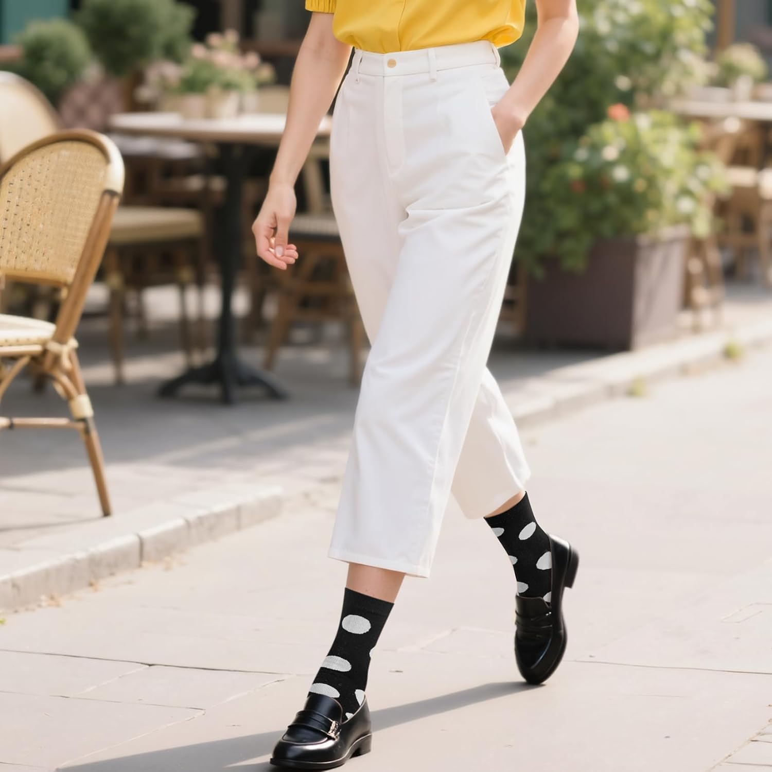 6 Pairs Cotton Crew Socks for Women, Breathable Novelty Funny Striped Dot Casual Cute Calf Socks Size 6-12 - Image 6