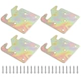 Suiwotin 4 Sets Bed Rail Hook Plates, Heavy Duty Bed Rail Fitting Bracket with Mounting Screws, Universal Wood Bed Rail Hooks Hardware for Bed Frames, Headboards, Foot-Boards (Galvanized Brass)