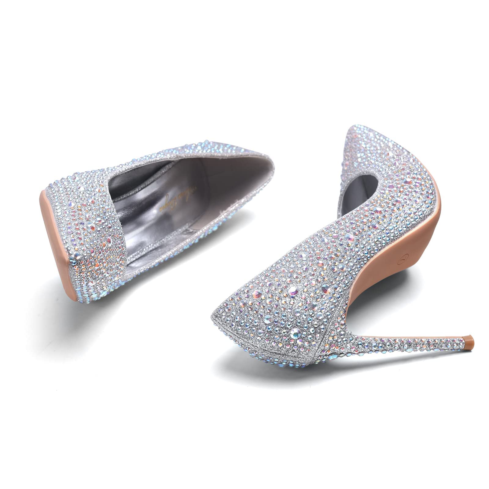 GENSHUO Scarpe Decolte Donna con Tacco a Spillo da 10 cm,Sexy Alto Tacco a Punta per Feste,Balli di Fine Anno,Matrimonio con Tacco a Spillo