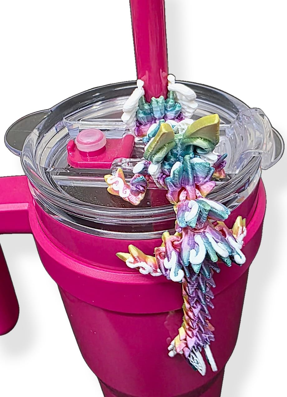 Butterfly Dragon Straw Buddy - Cute Straw Topper Compatible with Stanley Cup & Other Tumblers - Secure cover with Shimmering Body Design - Stanley Accessories (Butterfly) image 3
