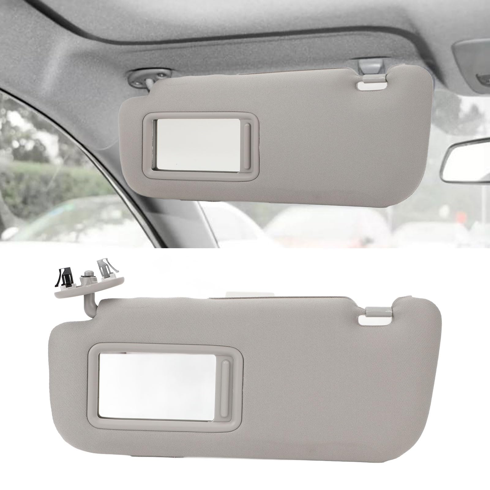 für Jeep Wrangler JK 2007-2018 Car Sun Visor,with A Make-up Mirror Vehicle Sun Visor with Mirror,Interne Sonnenblende,A Gray Left (Driver)