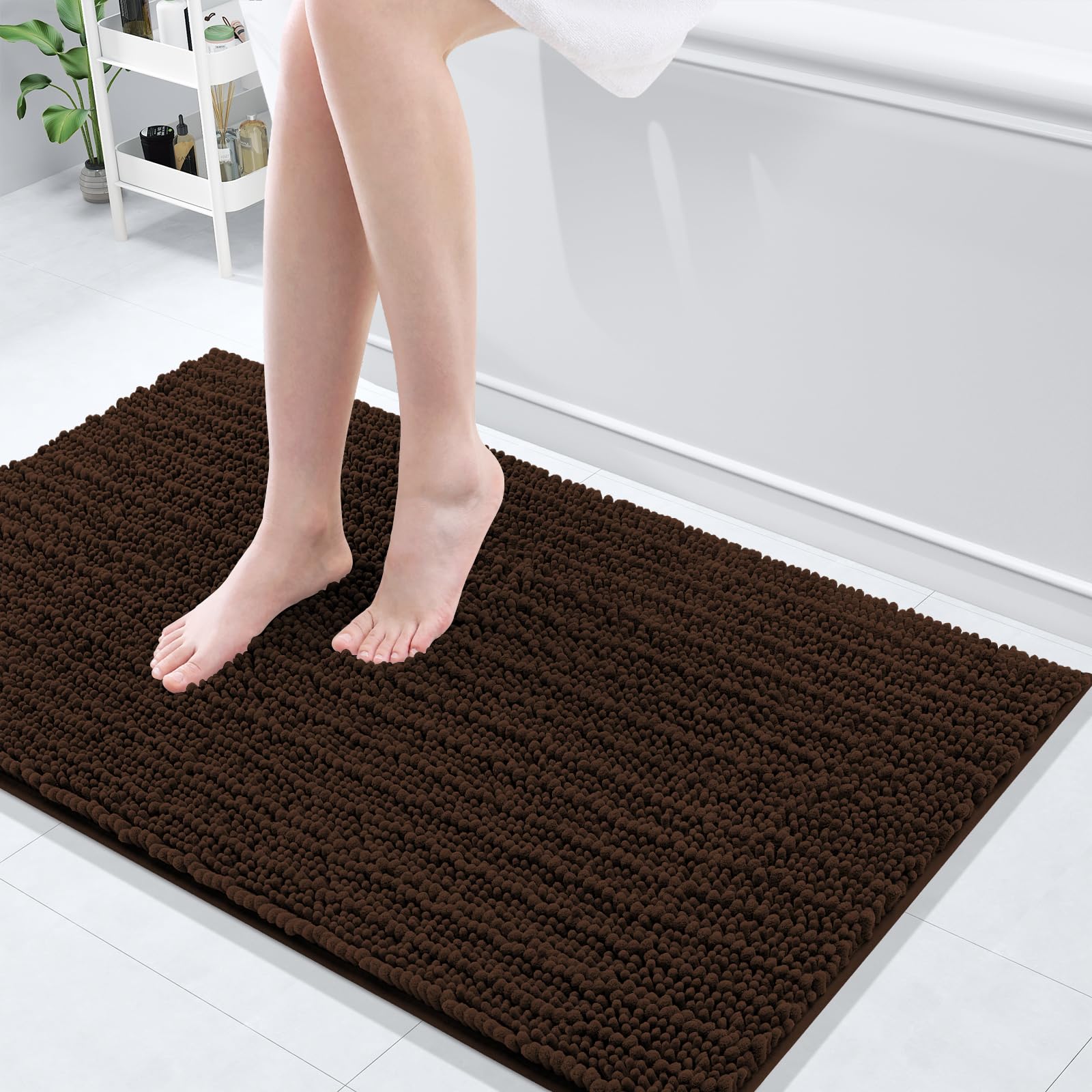 Arotive Luxury Bathroom Rugs 40x24, Extra Soft Thick Absorbent Shaggy Chenille Bath Rugs, Non-Slip Machine Wash Dry, Bath Mats for Bathroom Floor, Tub