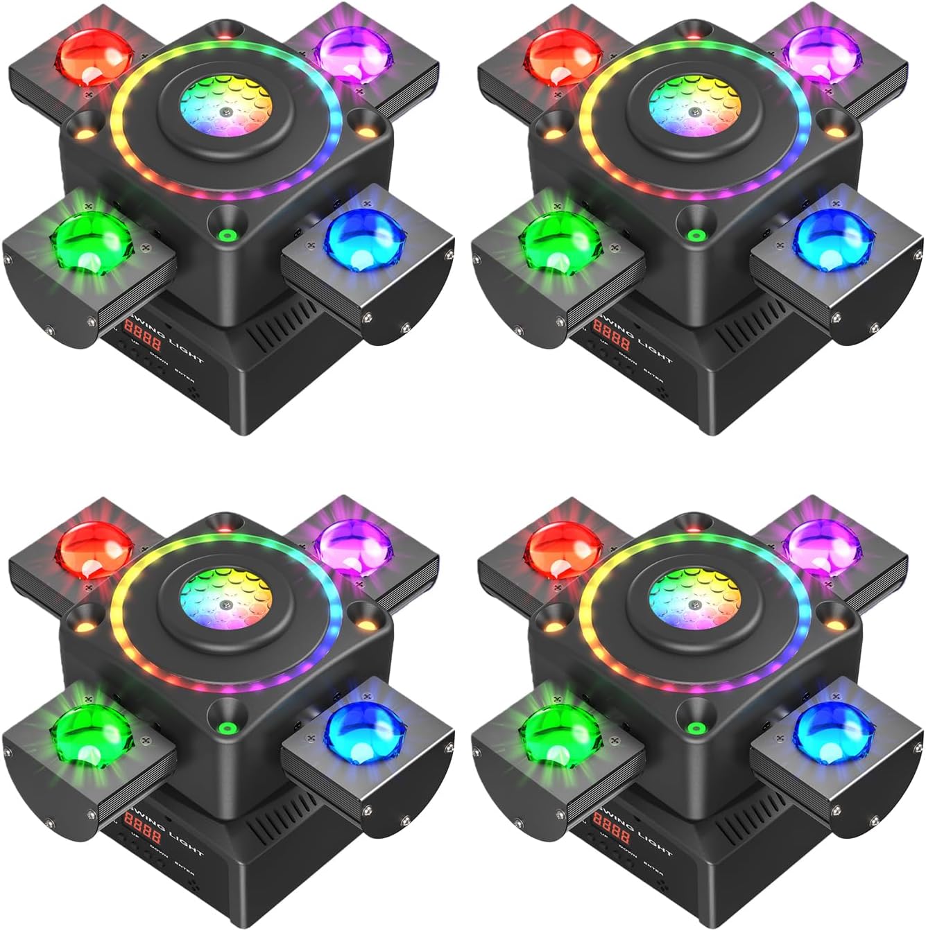 HOLDLAMP 4 Arms Moving Head Light 120W 4 in 1 Stage Light Beam/Wash/Zoom/Effect Light with DMX Controlled Sound Activated Mixed DJ Lighting for Wedding Party Disco KTV Wedding Club