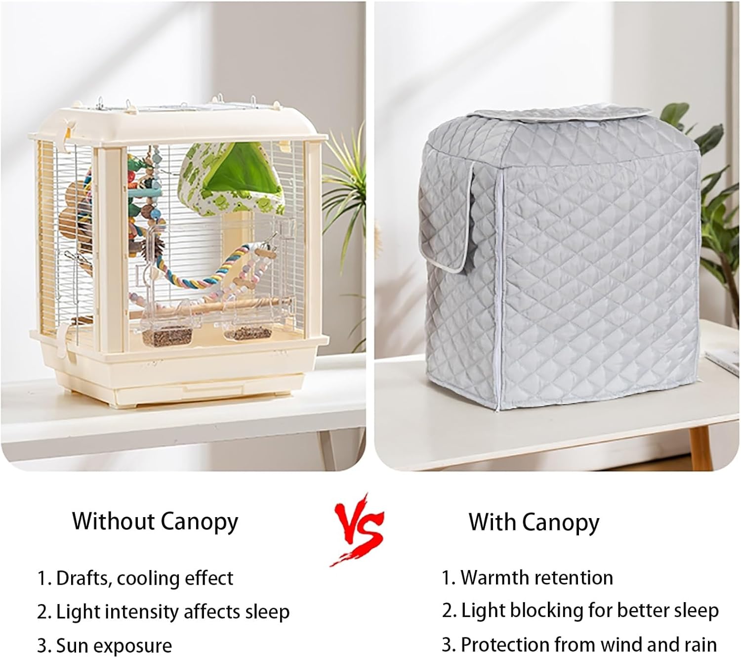 Bird Cage Covers, Pet Kennel Protector, Duty Birdcage Cover Insulated, Top Opening Design, Side Door and Window Design, Windproof, Cold-Resistant, and Light-Blocking(40x40x60cm/16x16x24in)