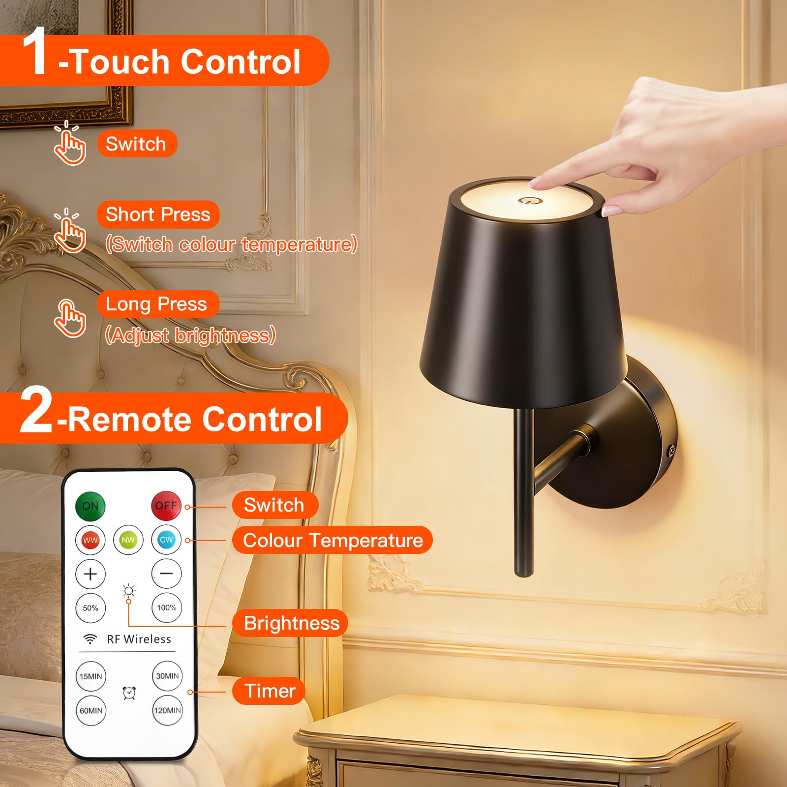 Luci da Parete Ricaricabili, luci a Batteria con Telecomando