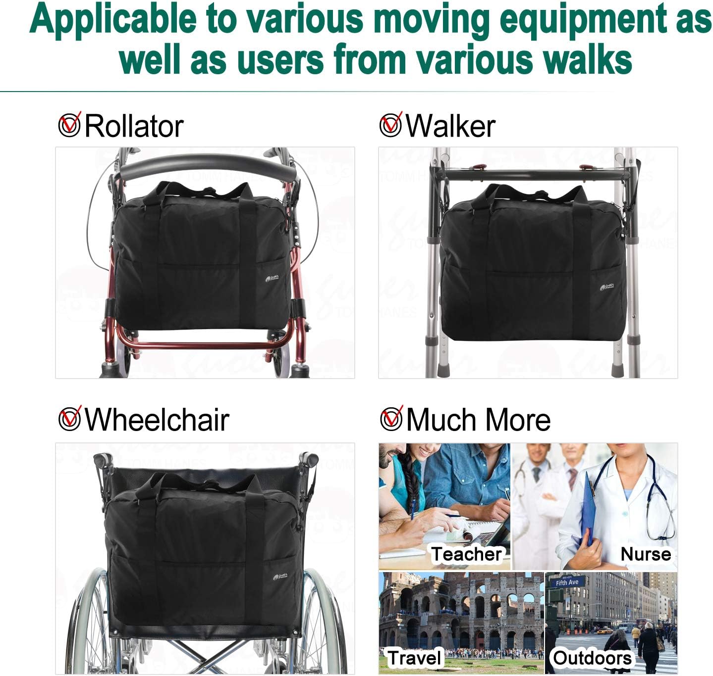 GUOER Nurse Bag Wheelchair Bag Travel Tote Bag Perfect Nursing Tote for Working Women Teachers Bag Multicolor