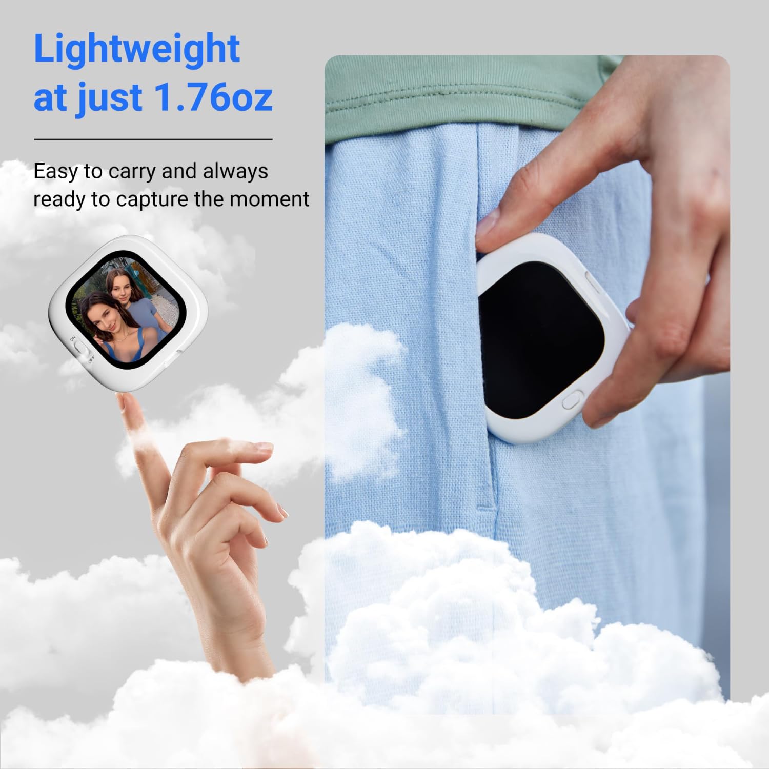 Founist Selfie Monitor do iPhone'a 5-17 i nowszych, 2,13" AMOLED Vlog, 700 nitów, magnetyczna kamera tylna, plug and play bez aplikacji, ekran selfie do vlogowania
