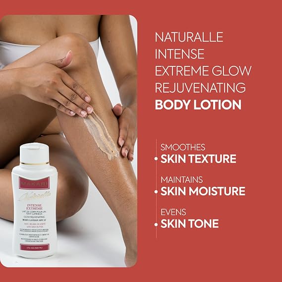 MAKARI Naturalle Intense Extreme Body Lotion SPF15 (17.6 oz) | Toning Body Lotion for Dry to Normal Skin Types | Brightens Complexion and Helps Fade Marks | Soothes and Conditions with Shea Butter