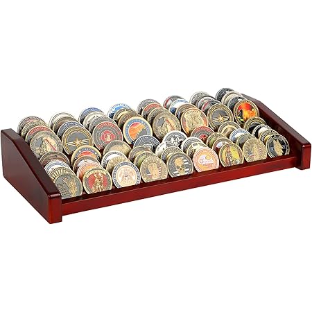 Amazon.com: DisplayGifts Challenge Coin Display Stand 4 Row Wooden ...