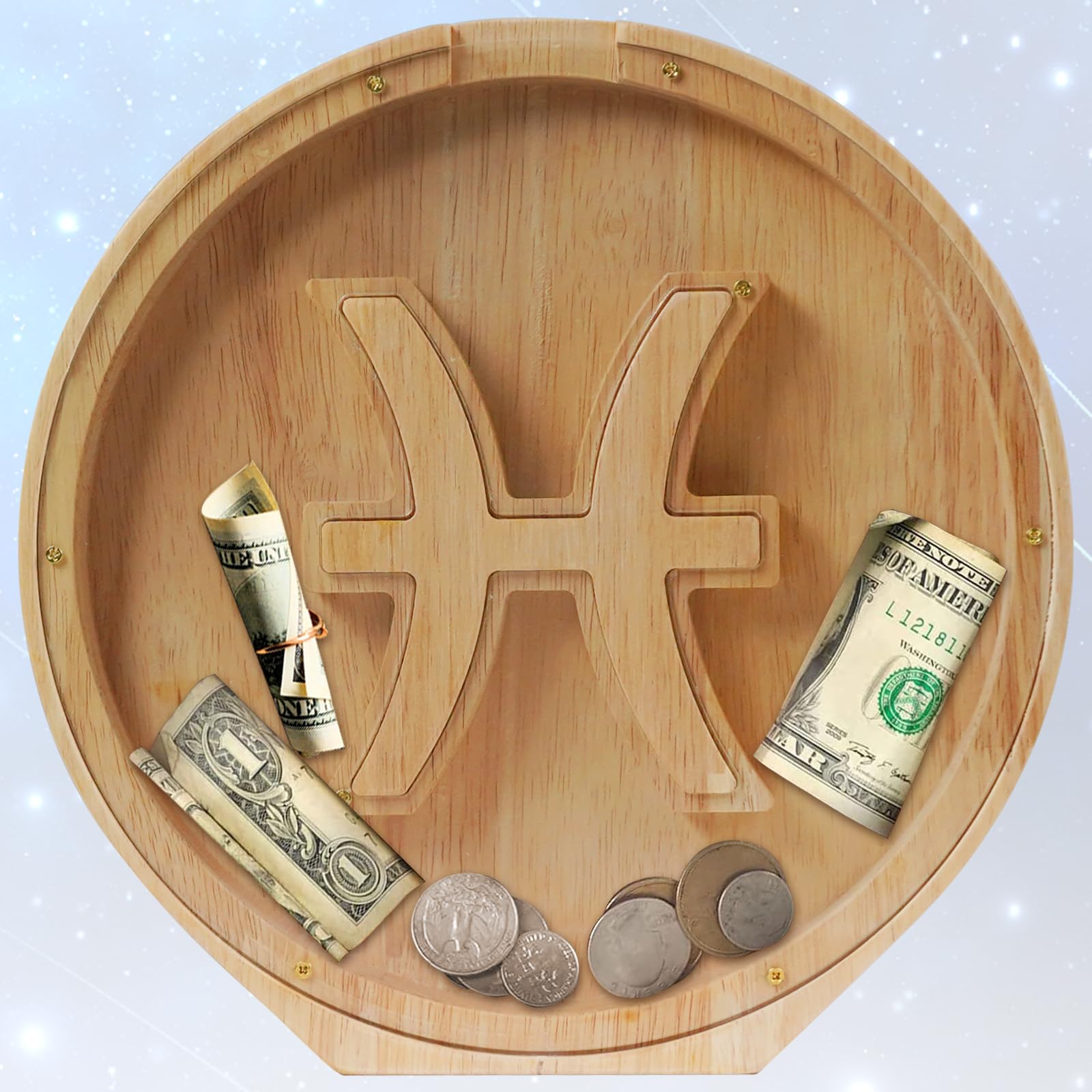 WOOD CITY Wooden Horoscope Piggy Bank for Kids Boys Girls, 10
