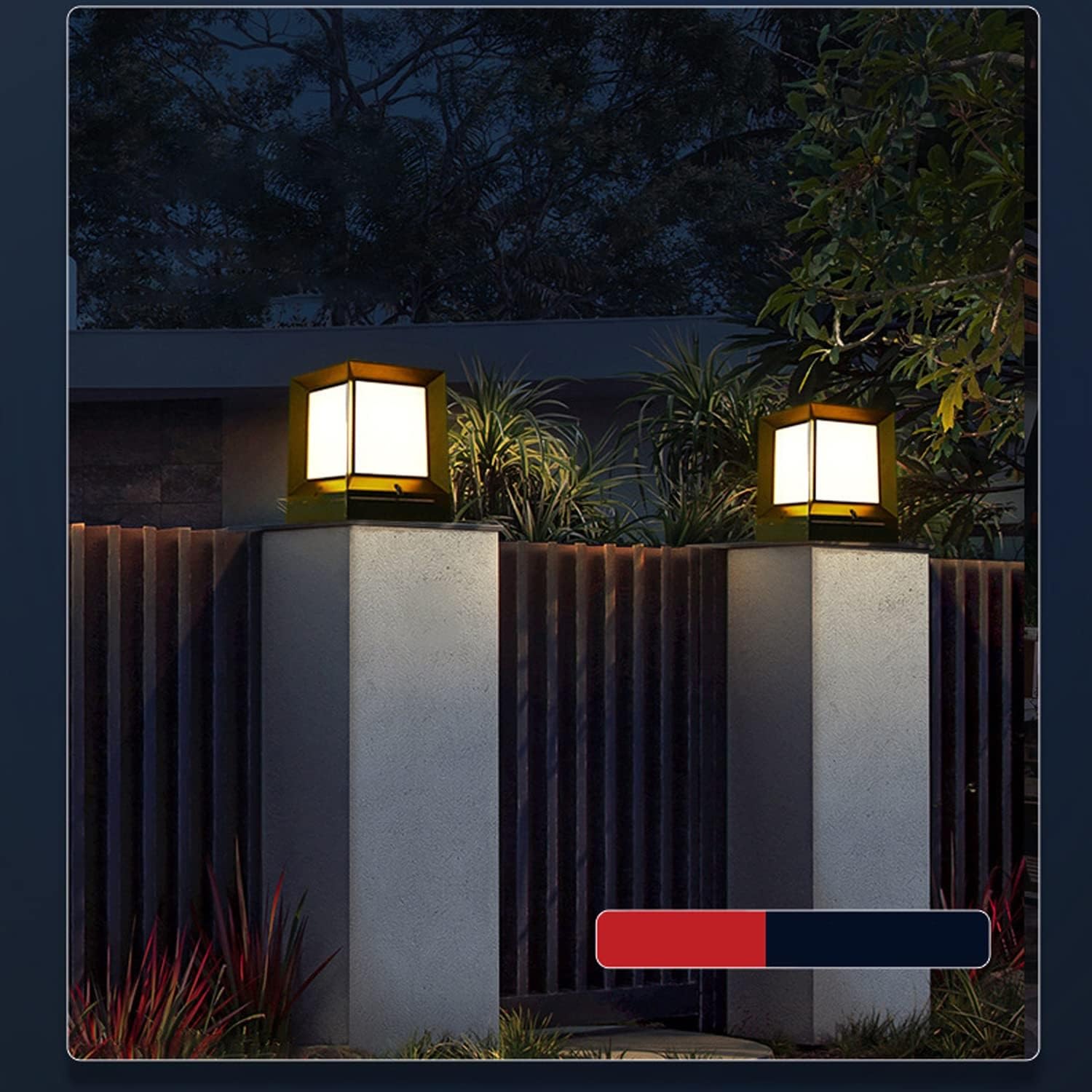 Luces Exteriores para Postes Lámpara De Sobremuro Exteriores, LED Solares Farolas Jardin, Luz De Pedestal Negra Luz De Trayectoria con Mando A Distancia Regulable para Patio Uso En Exteriores (Size :