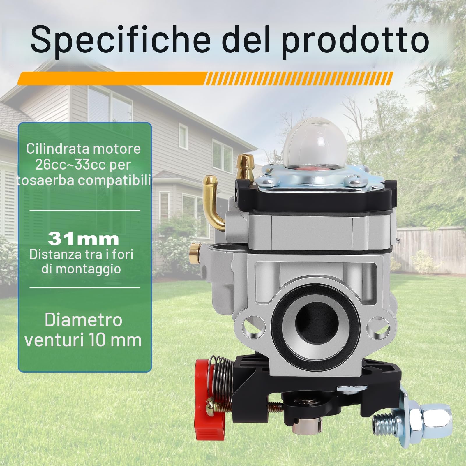 Carburatore Compatibile con Walbro Tipo WYJ 26cc-33cc Decespugliatori e Rasaerba con Pompa Primaria Distanziale Set di Tubi Carburante Spostamento Poweka