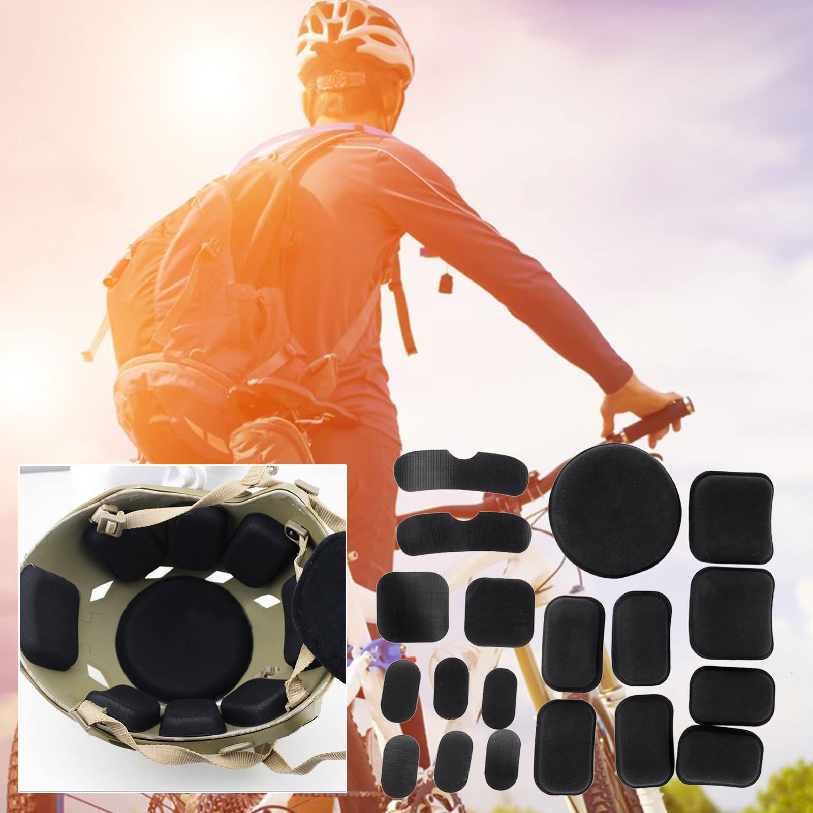 19Pcs Bike Helmet Padding Replacement Foam Pads Padding Helmet Cushions Mat