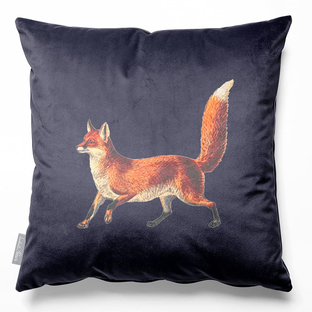 Izabela Peters Fox - Graphite Eco-Friendly Velvet Cushions - Filled, 40 Cm, Chair & Sofa Seat Cushions