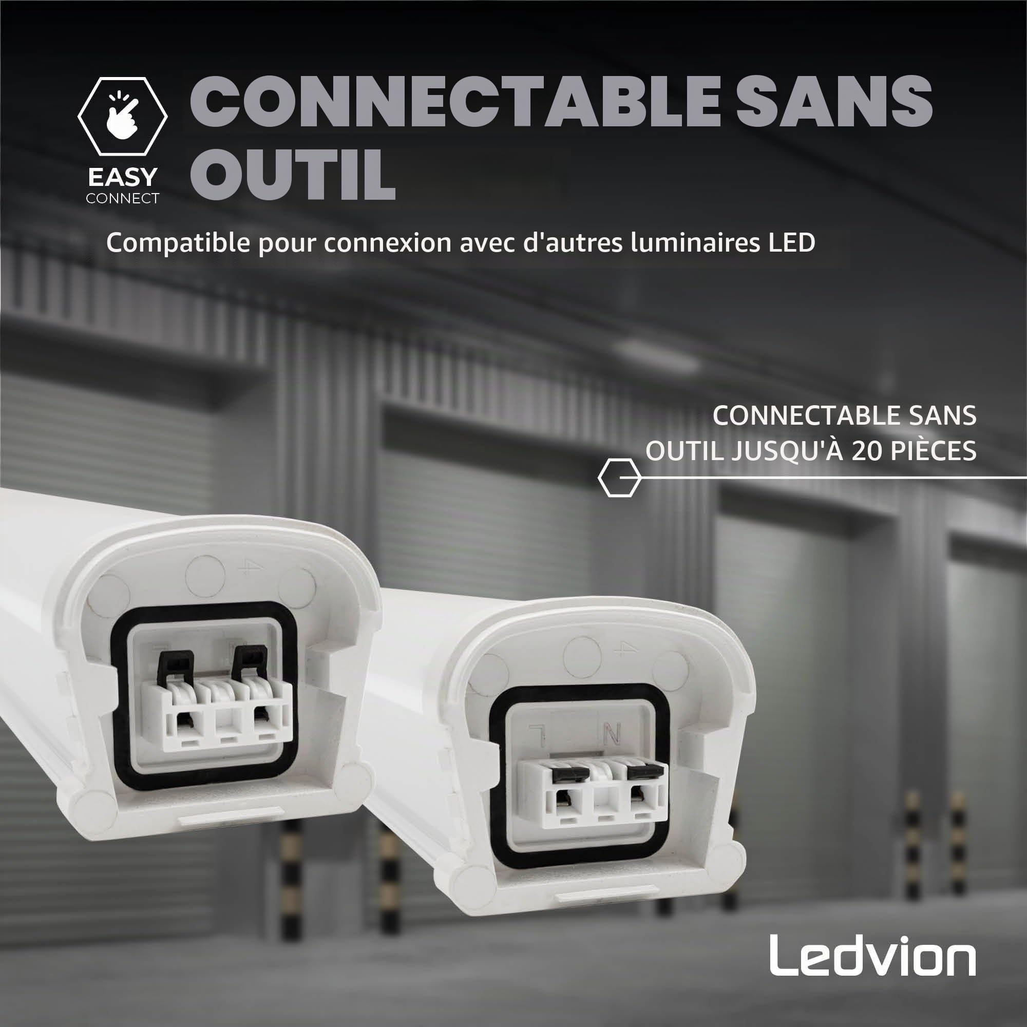 Ledvion lot 6 Boîtier de Reglette 150cm 48W 130lm/W 4000K IP65