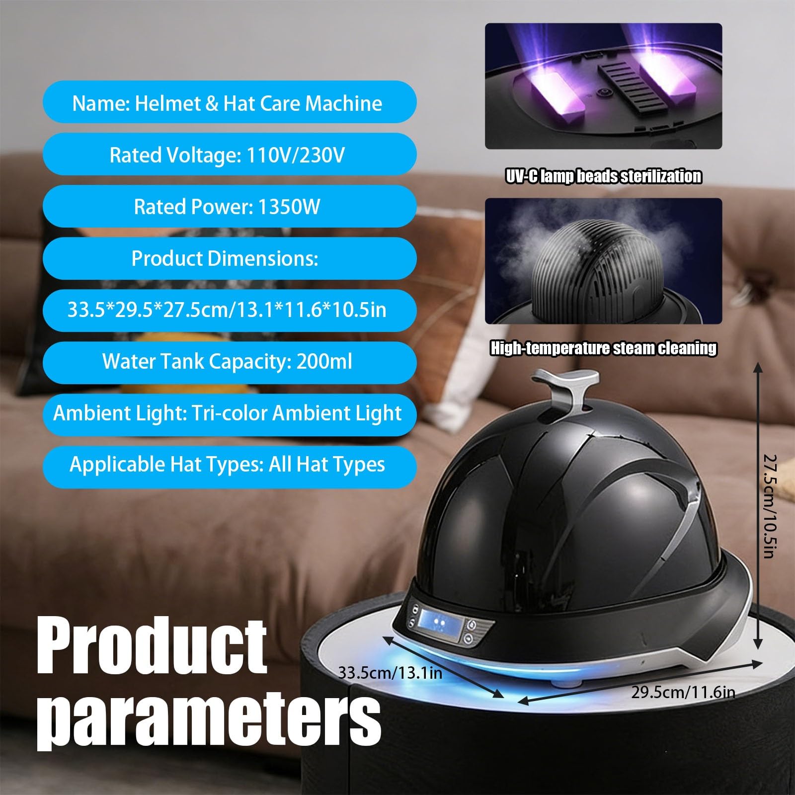 Limpiador De Sombreros Inteligente Y Máquina Para Reformar Gorras Limpieza a humedad, Desodorante a Ozono Y Reforma Para Gorras Y Cascos De Moto