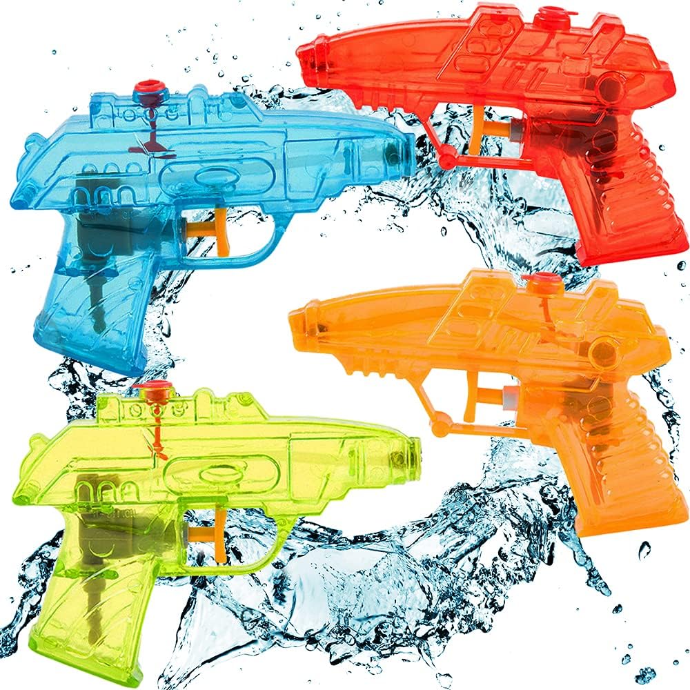 ArtCreativity Transparent Water Squirters for Kids, Set of 4, 5 Inch Blaster Toys for Swimming Pool, Beach, and Outdoor Summer Fun, Cool Birthday Party Favors for Boys and Girls : Toys & Games
