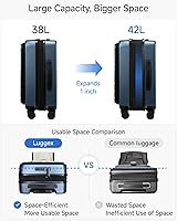 Vista 4 de Equipaje de Mano 22x14x9 Aprobado por Aerolíneas, Maleta Expandible de Policarbonato FLO5 con Bolsillo Frontal (FX-Core), marrón-negro