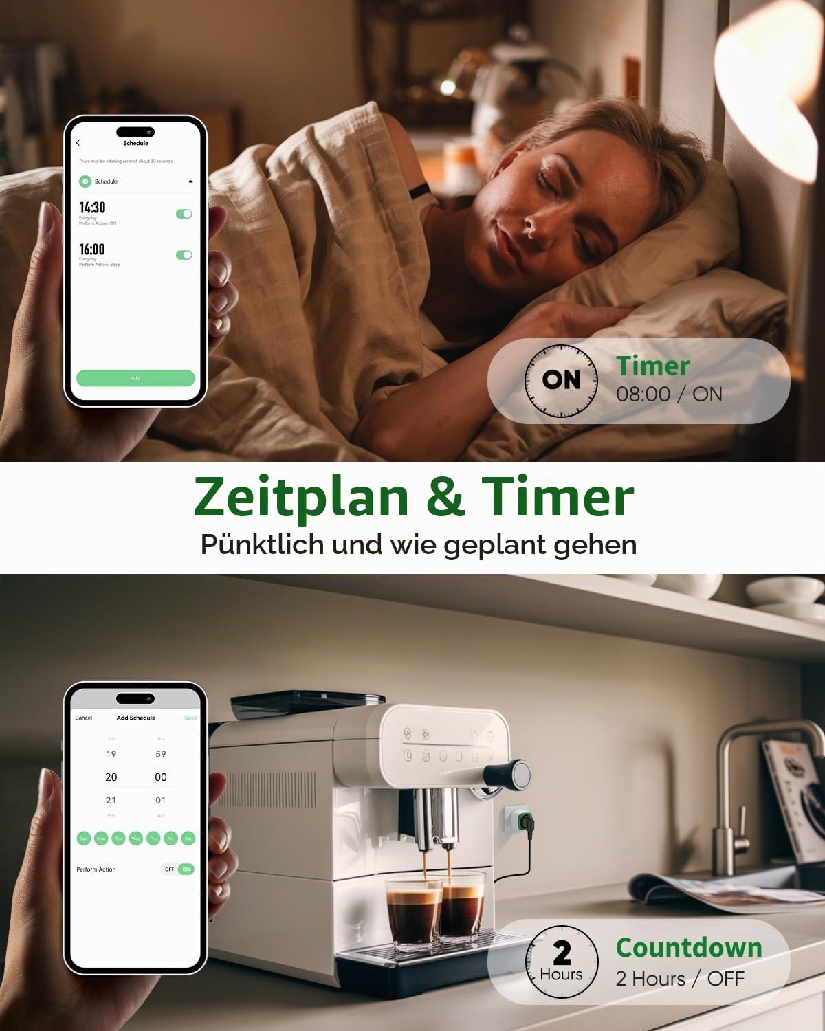 WLAN Steckdose 4er Pack Smart Life Fernbedienung Steckdose | 16A 2,4 GHz WiFi Steckdose mit Stromverbrauch Messen, Zeitschaltuhr Sprachsteuerung funktioniert mit Alexa, Google Home