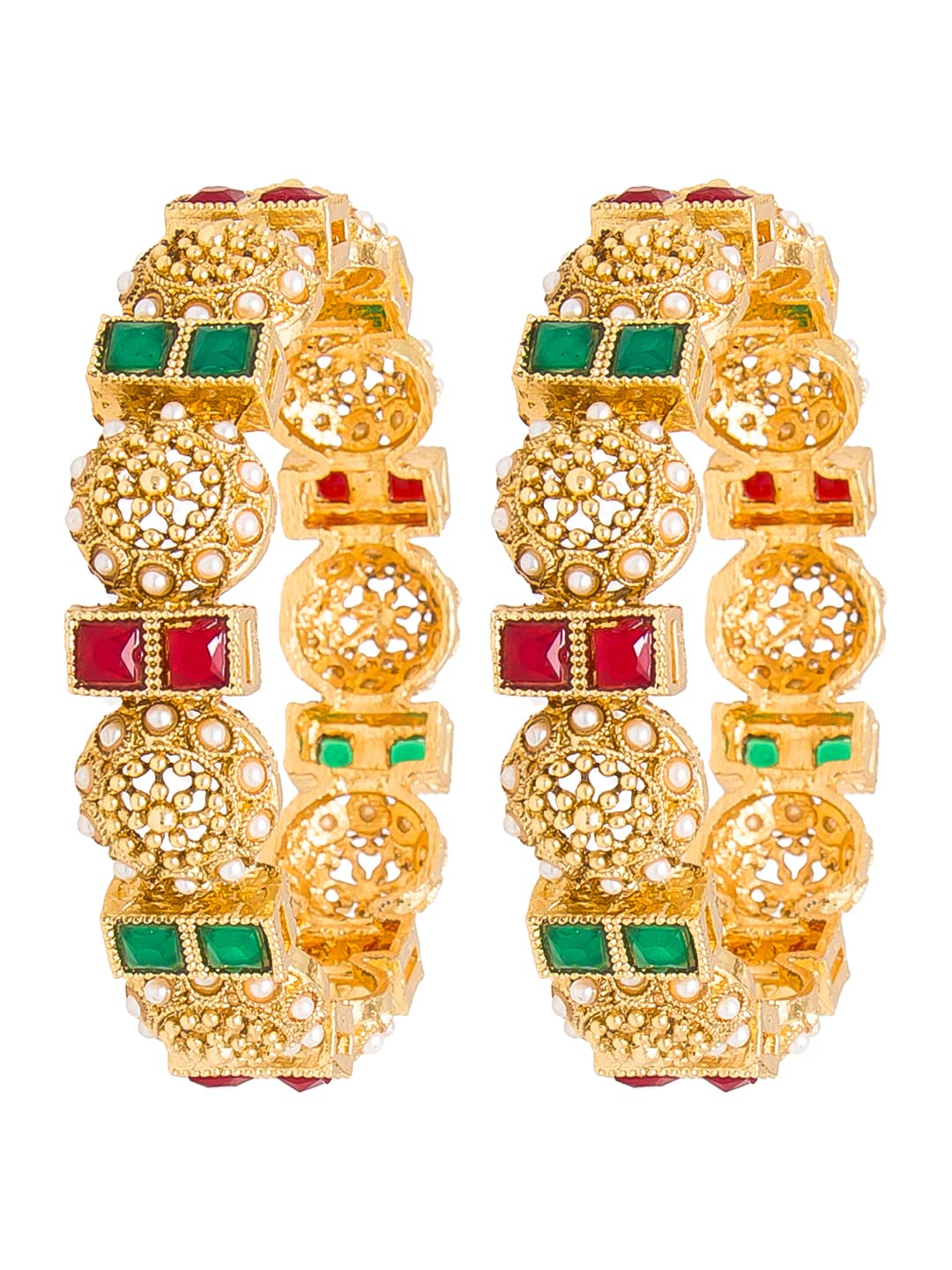 Azai By Nykaa Fashion Stylish Festive Bangles With Pearl And Stone Embellishments (Set Of 2) For Women (B0B8H7BH67) Amazon Price History, Amazon Price Tracker